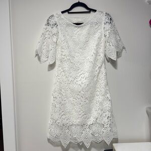 Anthropologie - Charleston Lace Mini Dress white size 2 bachelorette bridal